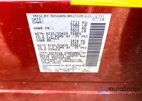 2018 Nissan Pathfinder S из США, поврежденный, VIN 5N1DR2MN8JC674904